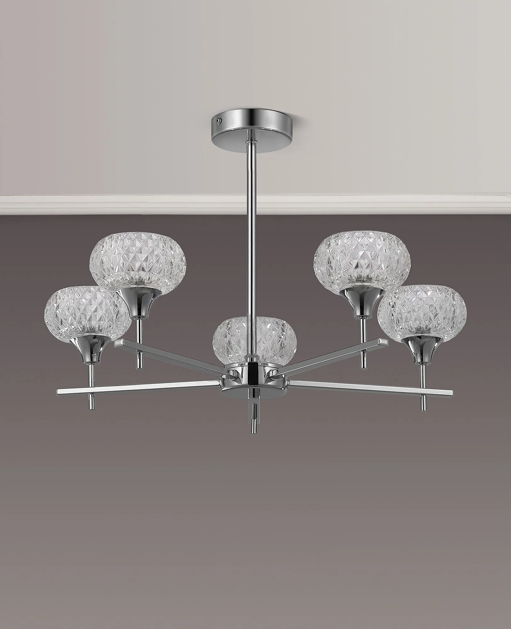 Aria Glass Fixed Pendant 5 Light IP44 Polished Chrome D0847CH  Deco Aria